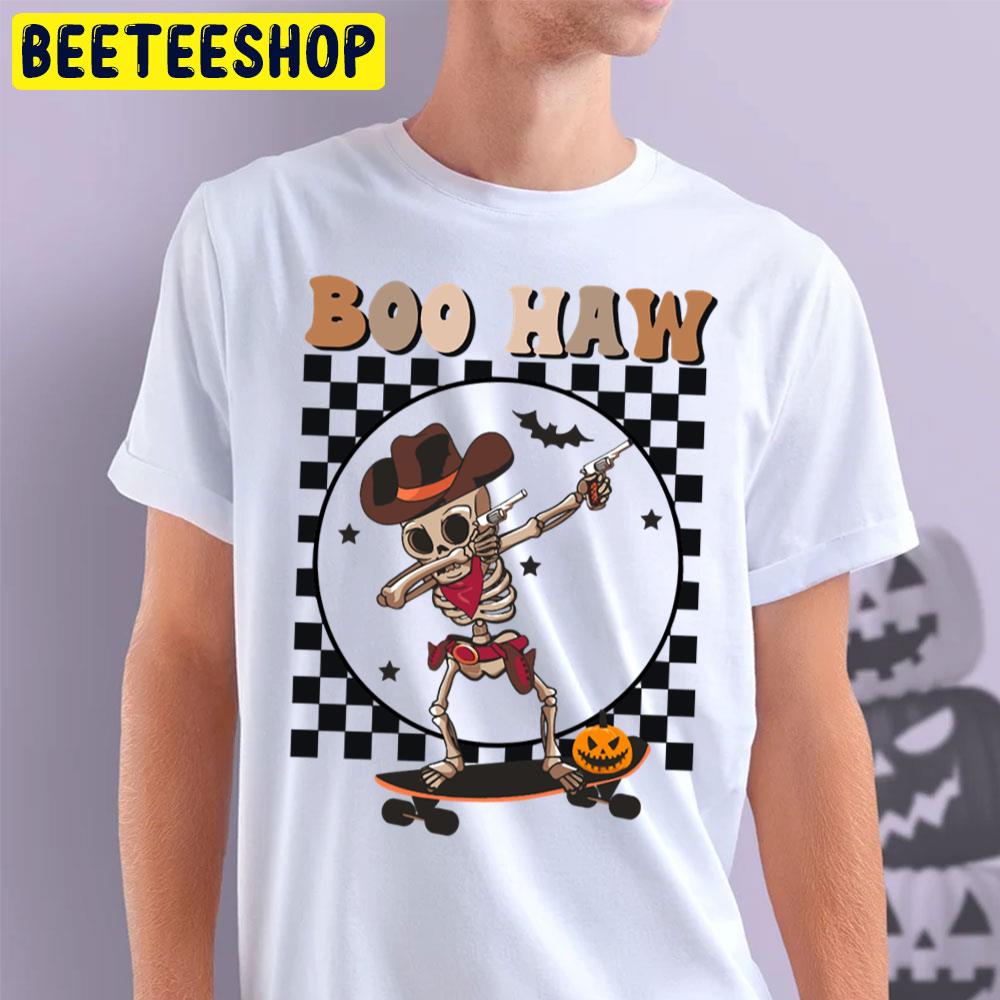 Skeleton Skateboarding Boo Haw Halloween Trending Unisex T-Shirt