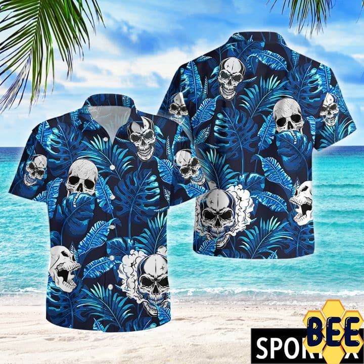 Skull Blue Tropical Trending Hawaiian Shirt