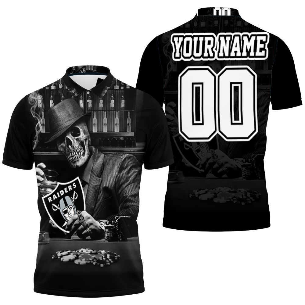 Skull Play Oakland Raiders Card Personalized 3D All Over Print Polo Shirt