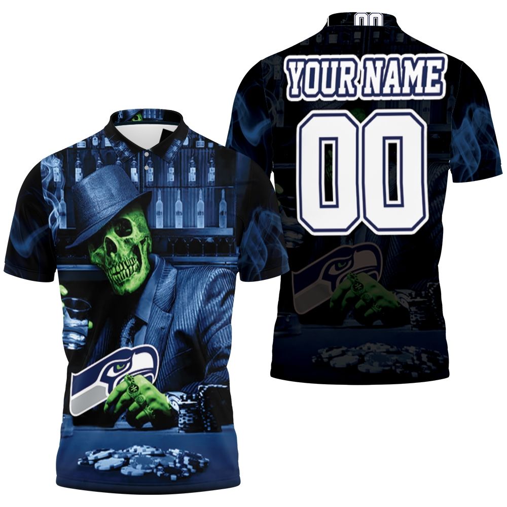 Skull Play Seattle Seahawks Card Personalized 3D All Over Print Polo Shirt