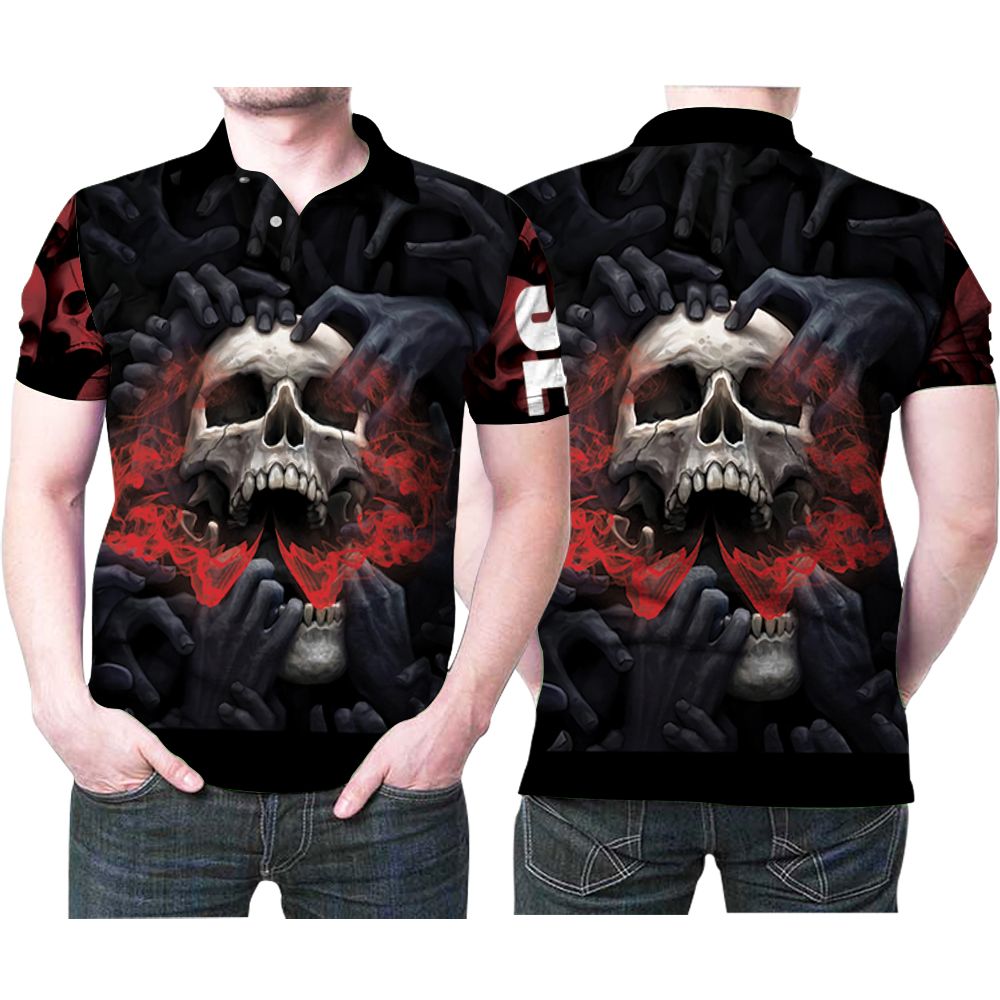 Skulls Evil Hands Red Vapor Scary Halloween 3D All Over Print Polo Shirt