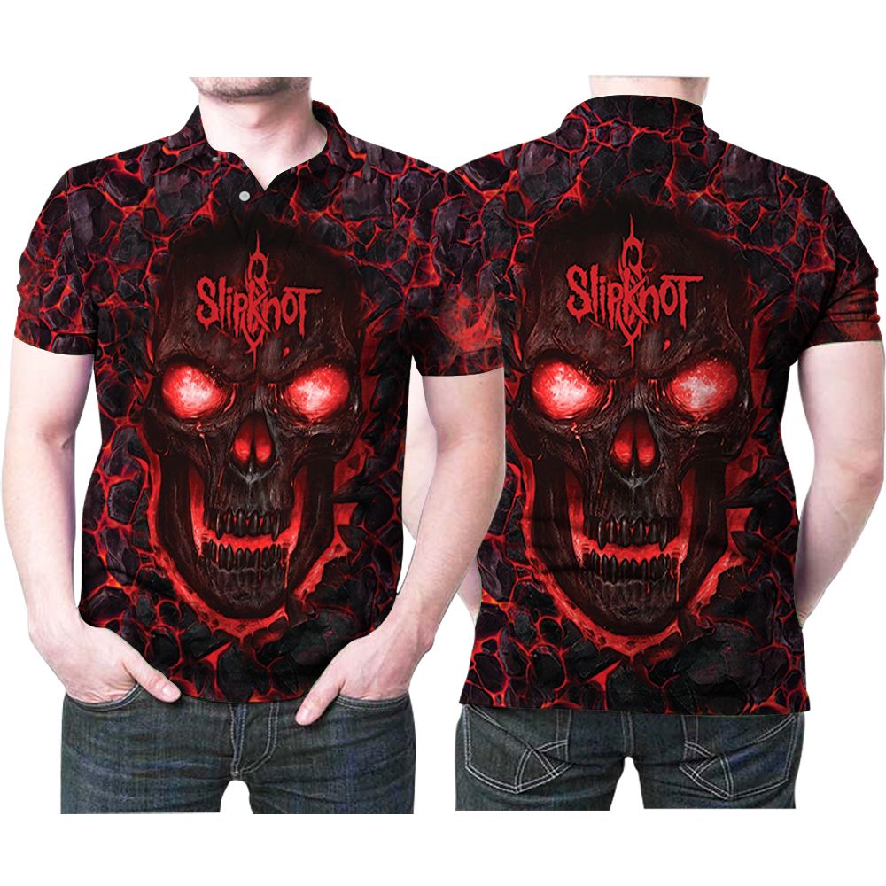 Slipknot Band Logo Lava Skull 3D All Over Print Polo Shirt