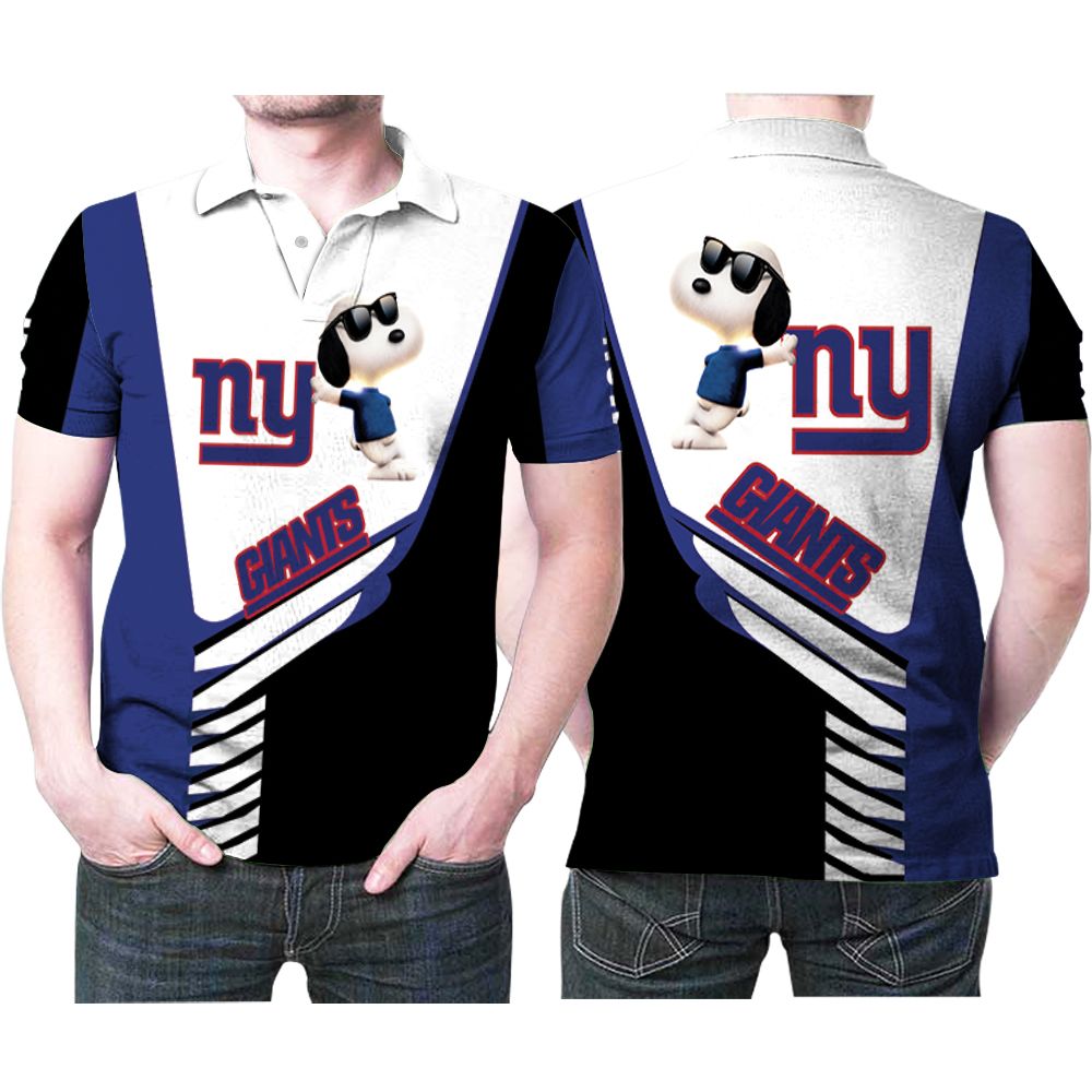 Snoopy Leans On New York Giants Logo 3D All Over Print Polo Shirt