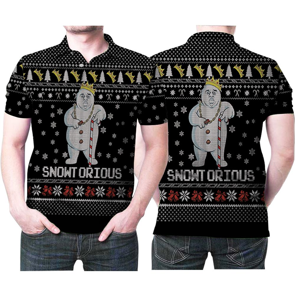 Snowtorious Notorious Big Ugly Christmas Pattern 3D All Over Print Polo Shirt