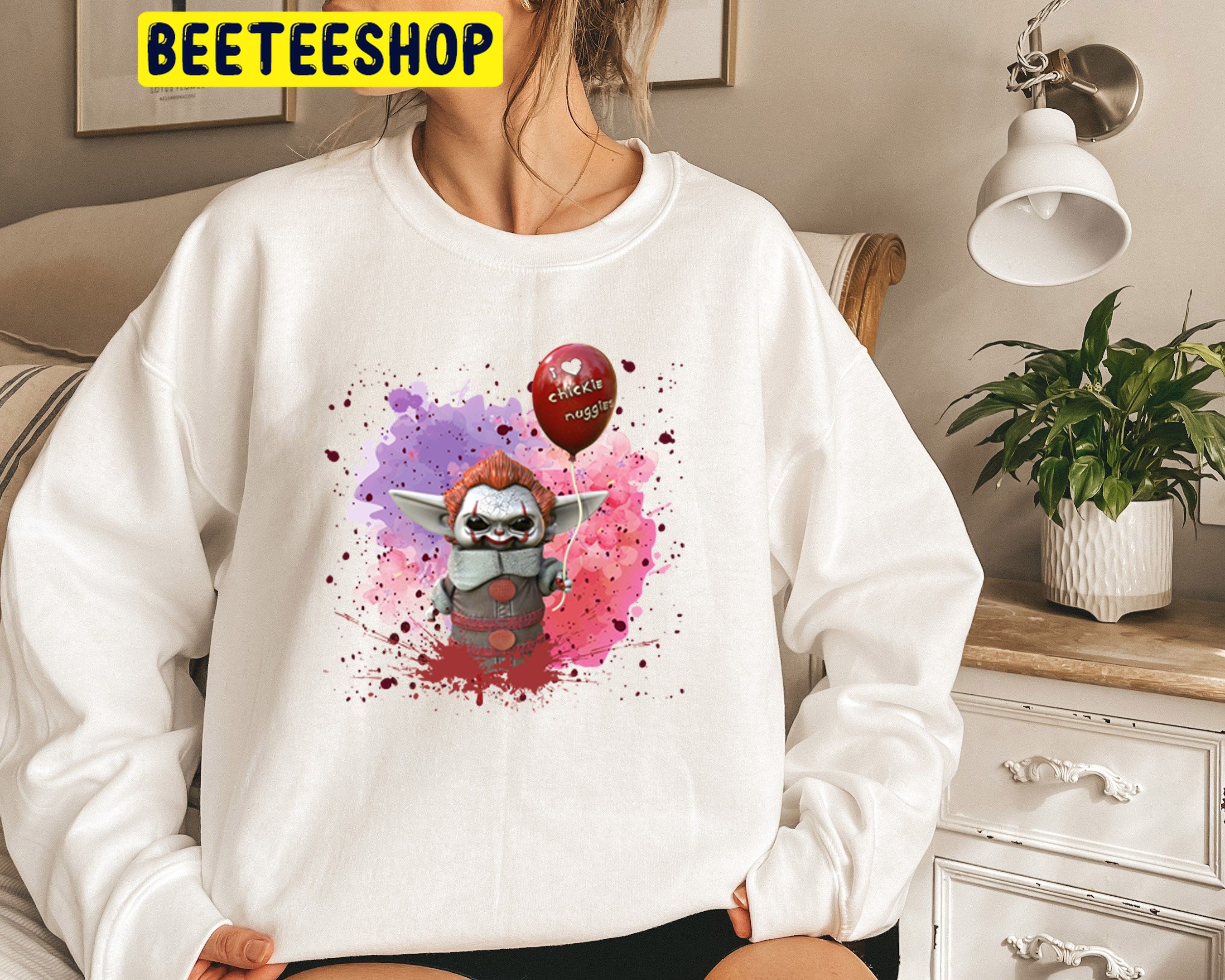 Spooky Baby Yoda Mix Pennywise Halloween Unisex Sweatshirt