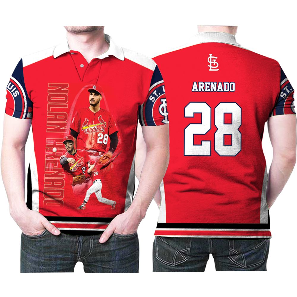 St Louis Cardinals Nolan Arenado 28 Legend Player Mlb Baseball Team Arenado Lovers Polo Shirt