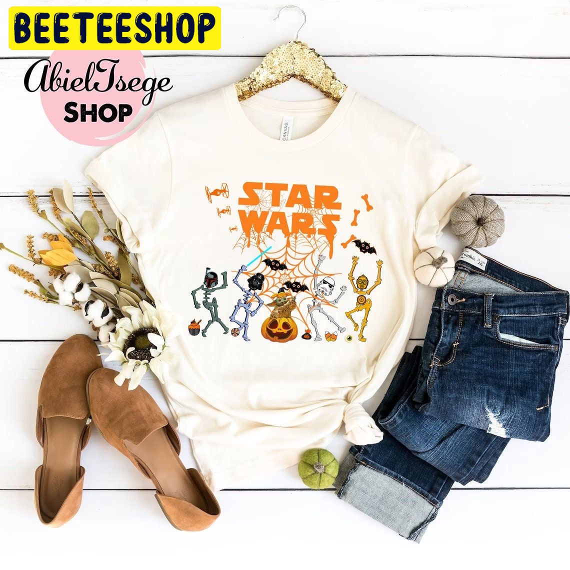 Star Wars Characters Skeleton Pumpkin Halloween Unisex T-Shirt