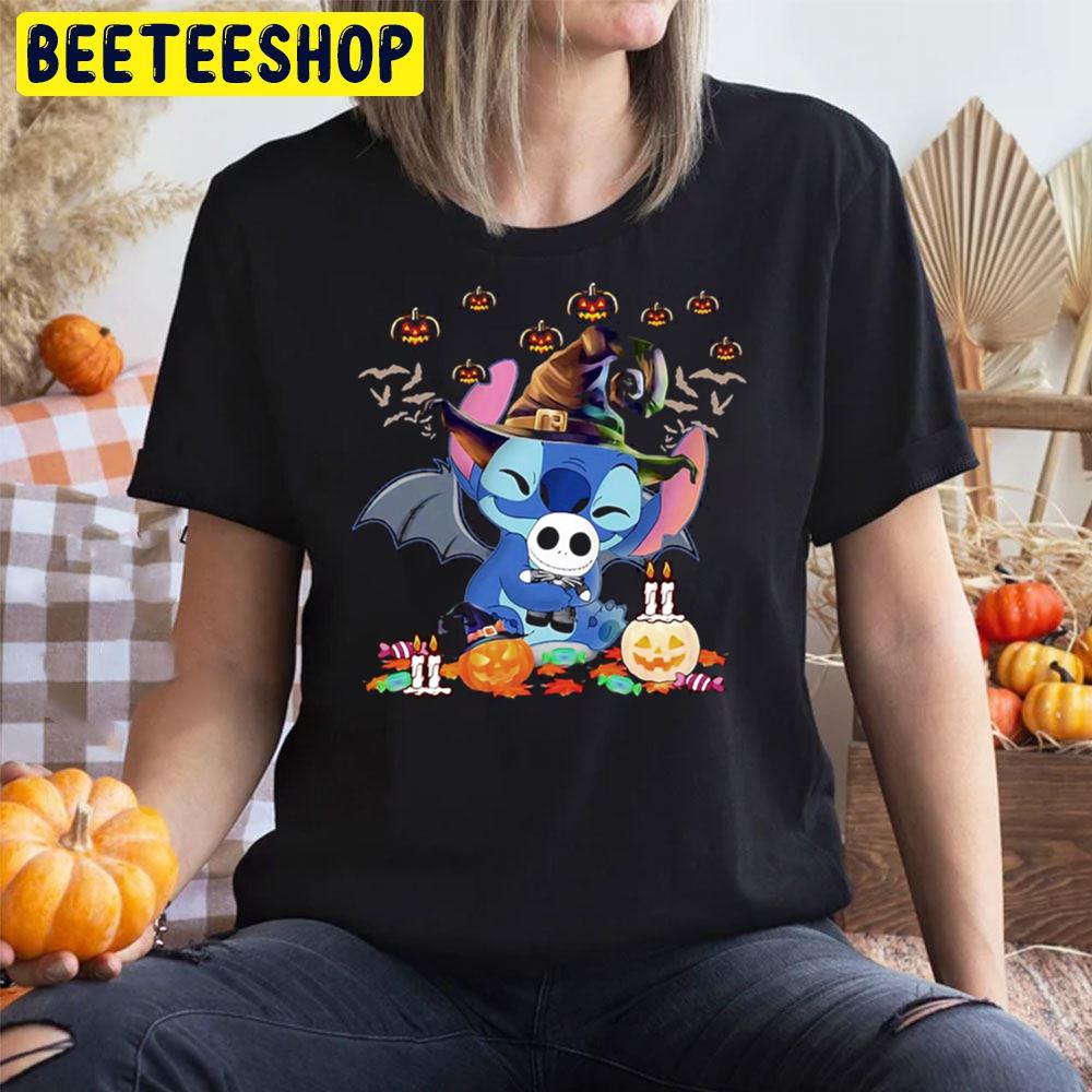 Stitch And Jack Skellington Baby Funny Halloween Trending Unisex T-Shirt