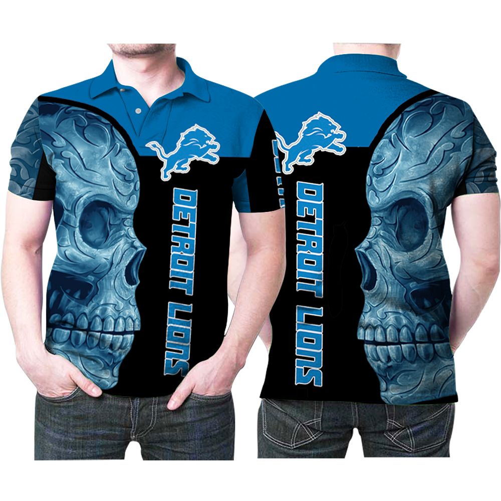 Sugar Skull Detroit Lions Flower Pattern 3D All Over Print Polo Shirt