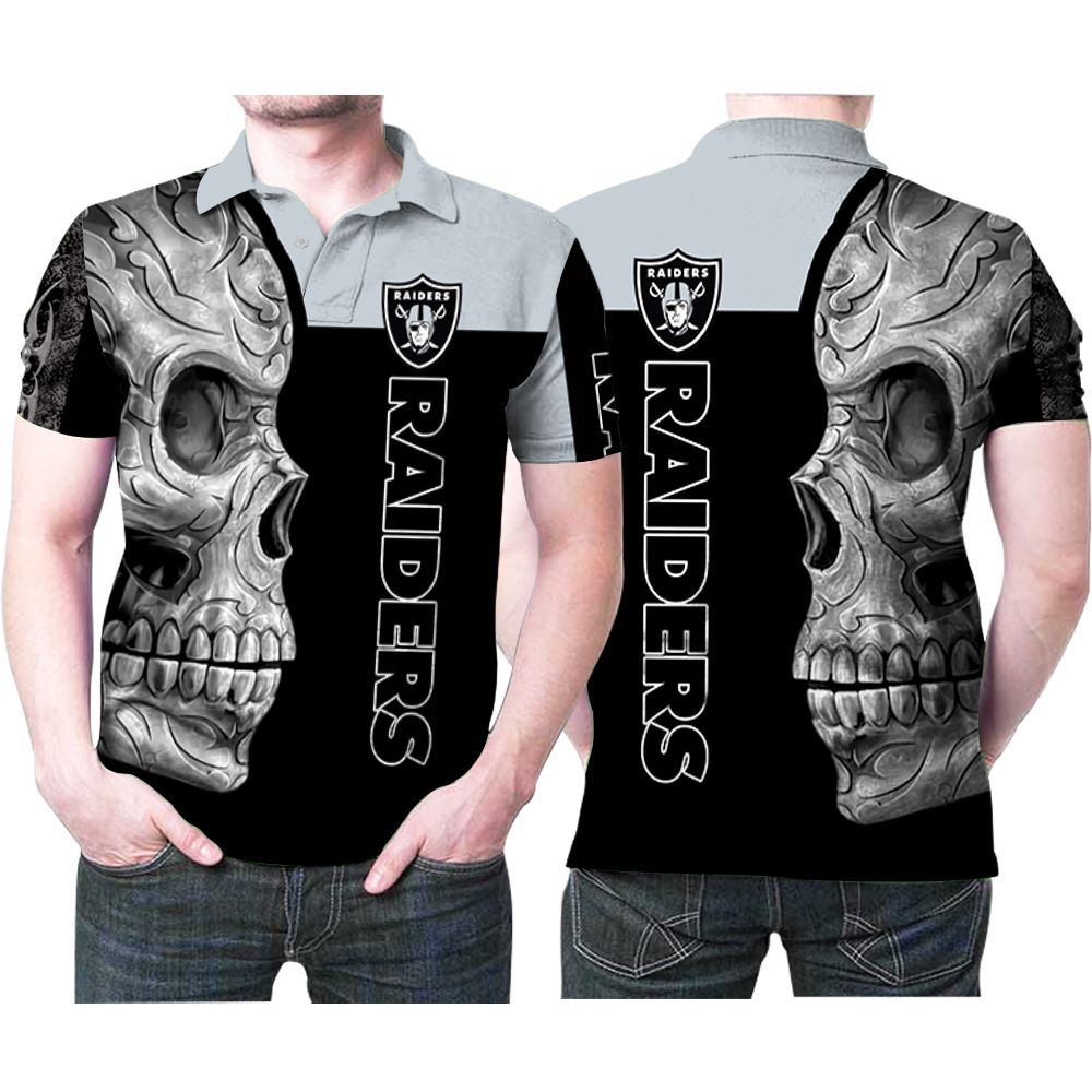 Sugar Skull Las Vegas Raiders Flower Pattern 3D All Over Print Polo Shirt