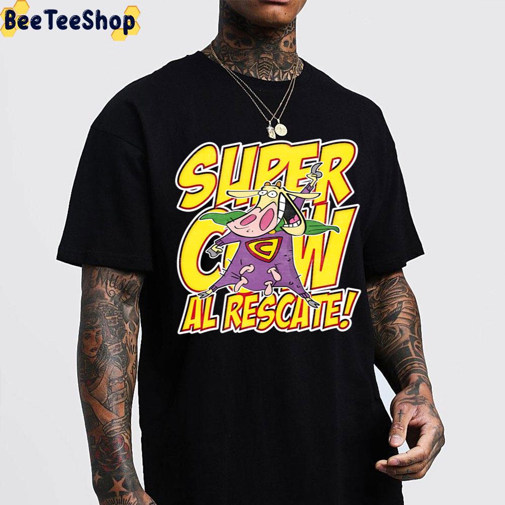 Supercow Al Rescate Cow And Chicken Cartoon Trending Unisex T-Shirt