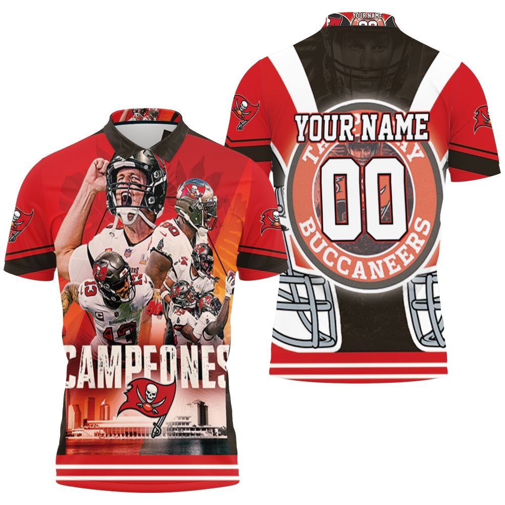 Tampa Bay Buccaneers 2021 Super Bowl Champions Campeones Personalized 3D All Over Print Polo Shirt