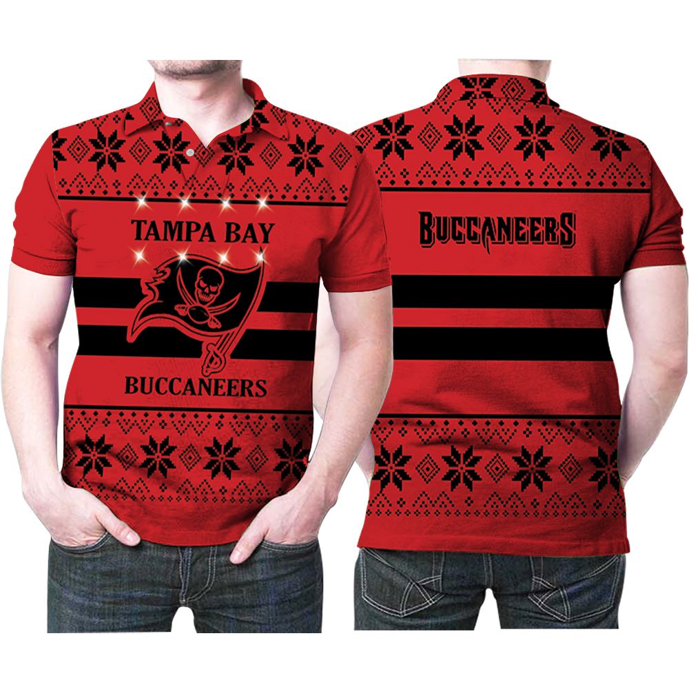 Tampa Bay Buccaneers Light Up Ugly Christmas 3D All Over Print Polo Shirt