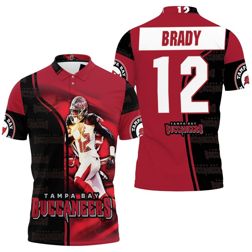 Tampa Bay Buccaneers Tom Brady Running 12 Legend 3D All Over Print Polo Shirt