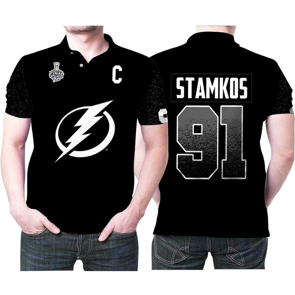 Tampa Bay Lightning Steven Stamkos 91 Great Player Nhl Ice Hockey Team 2020 Black Jersey Style Polo Shirt