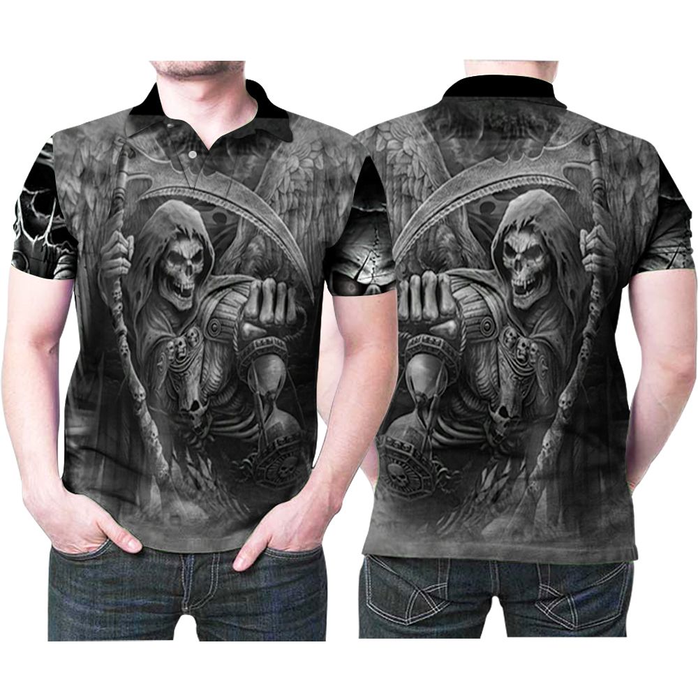 The Horror Death God Power Hell With Hourglass 3D All Over Print Polo Shirt