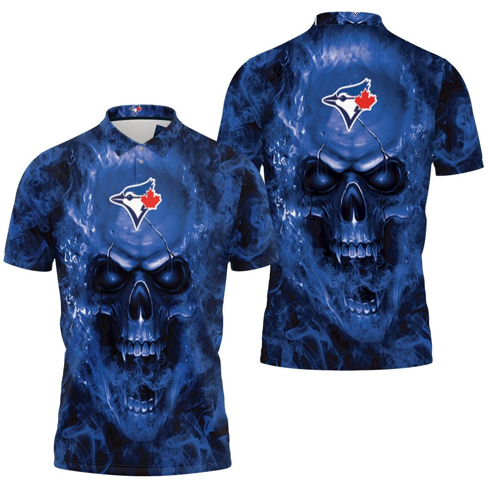 Toronto Blue Jays Mlb Fans Skull 3D All Over Print Polo Shirt