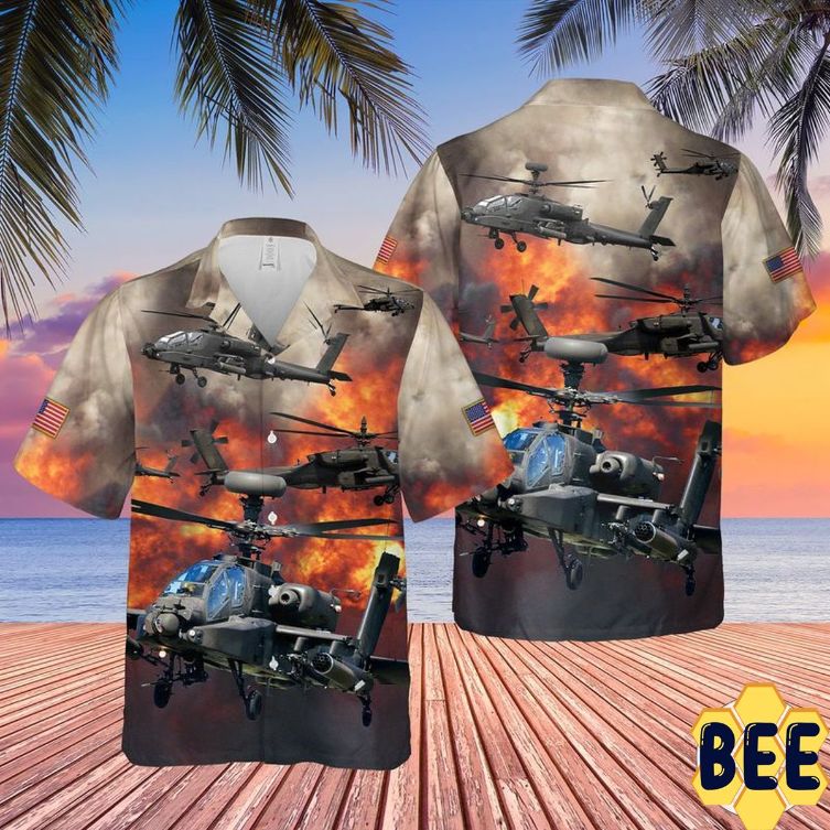 Tropical Flowers Boeing Ah-64 Apache Trending Hawaiian Shirt