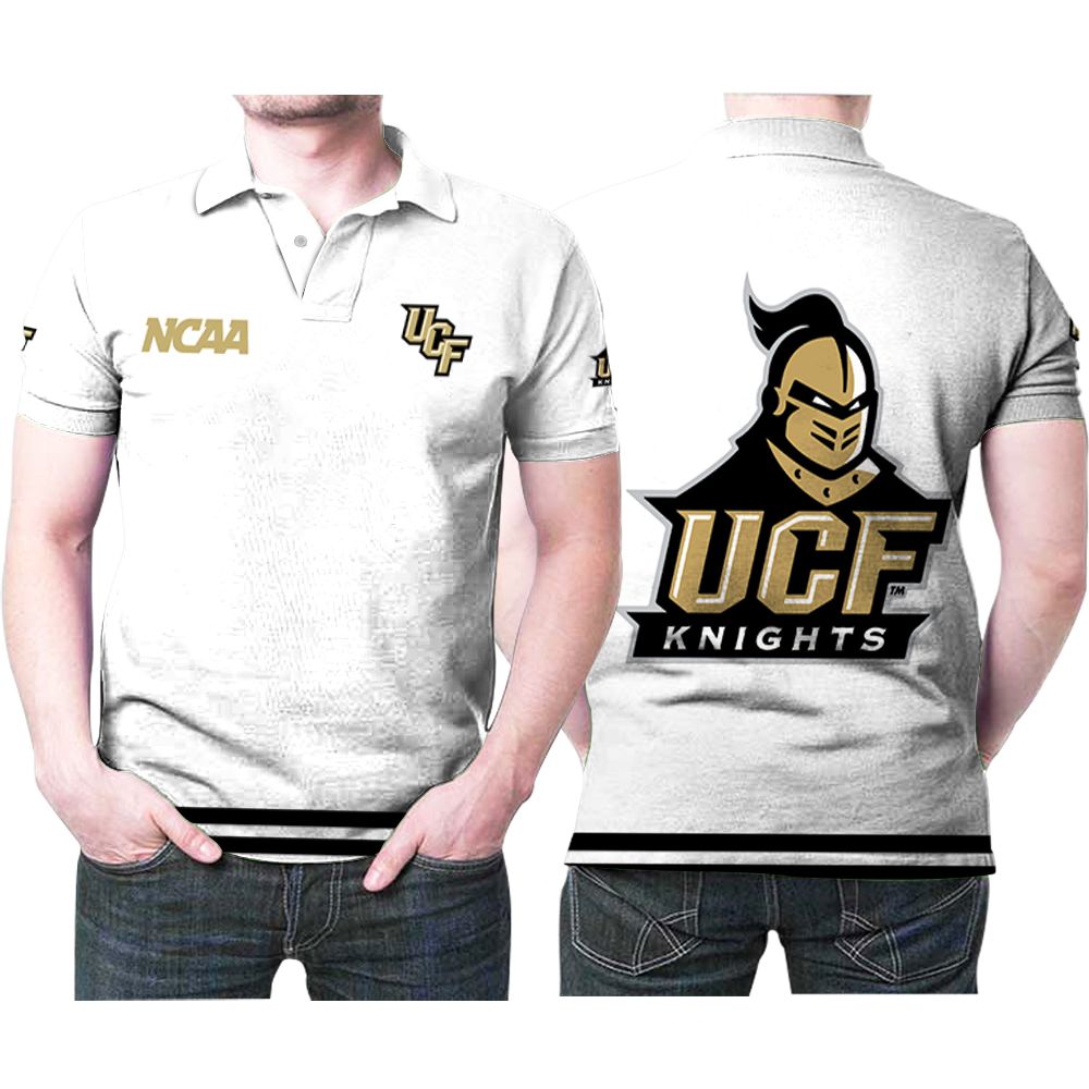 Ucf Knights Ncaa Classic White With Mascot Logo 3D All Over Print Polo Shirt