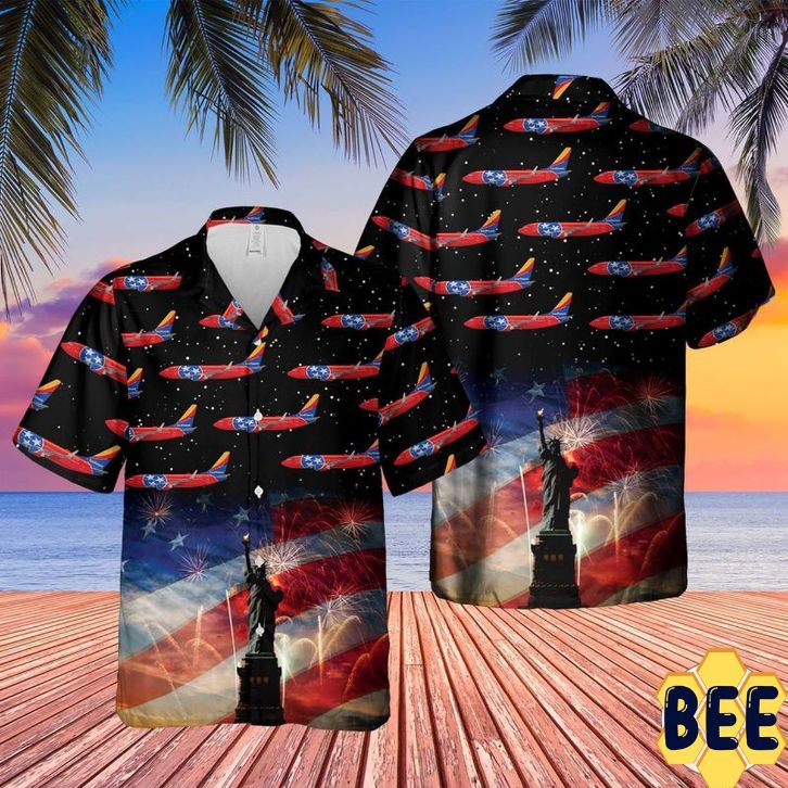 Us Airlines 3 Tennessee Boeing 737-7h4 4th Of July Trending Hawaiian Shirt