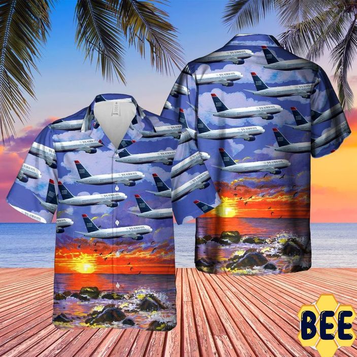 Us Airways Boeing 767-2b7er Trending Hawaiian Shirt