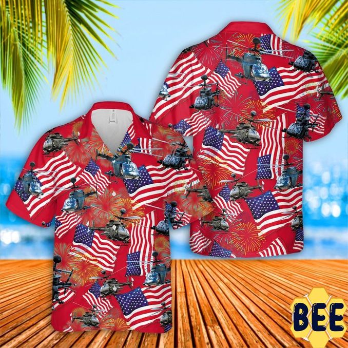 Us Army Bell Oh-58 Kiowa 4th July Trending Hawaiian Shirt