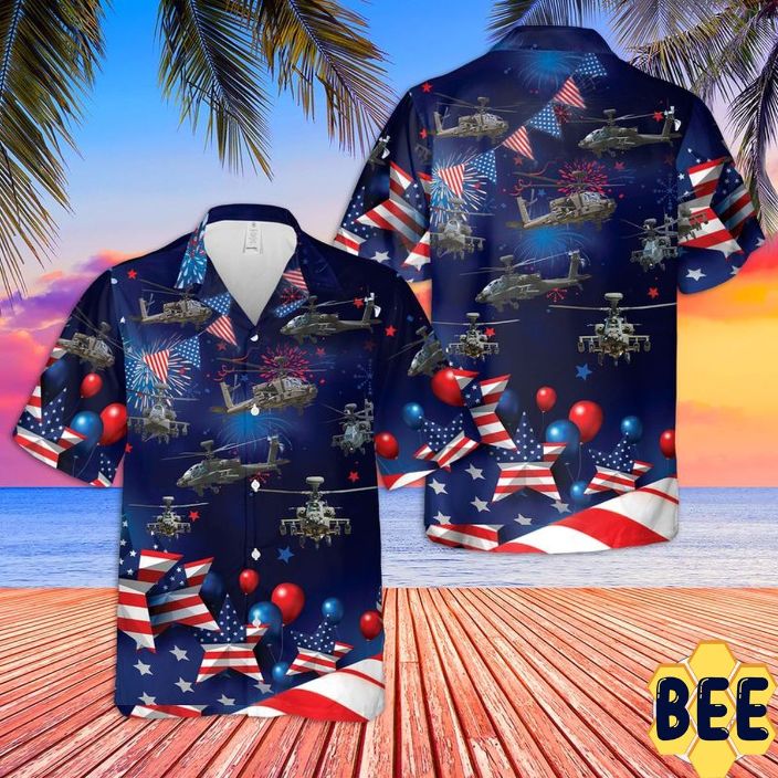 Us Army Boeing Ah-64 Apache 4th Of July Trending Hawaiian Shirt