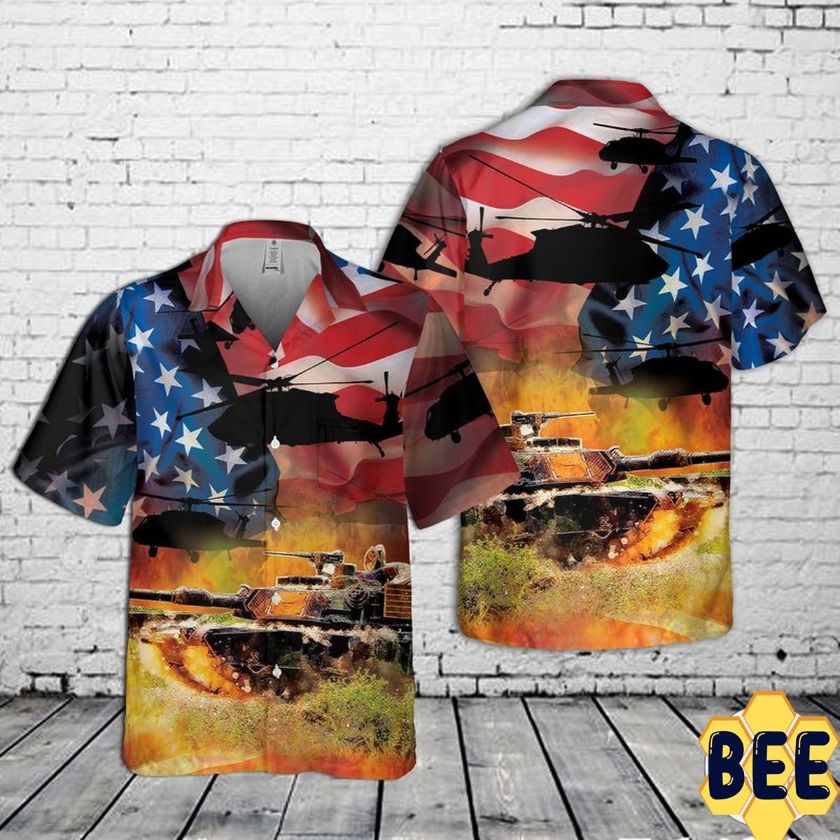 Us Army M1 Abrams Flag 4th July Pocket Trending Hawaiian Shirt