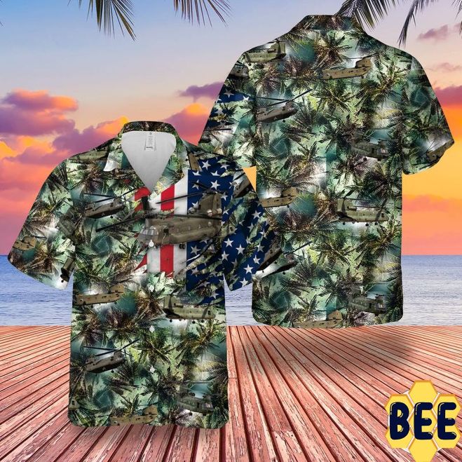 Us Flag Army Boeing Ch-47 Chinook Helicopters Camo Trending Hawaiian Shirt