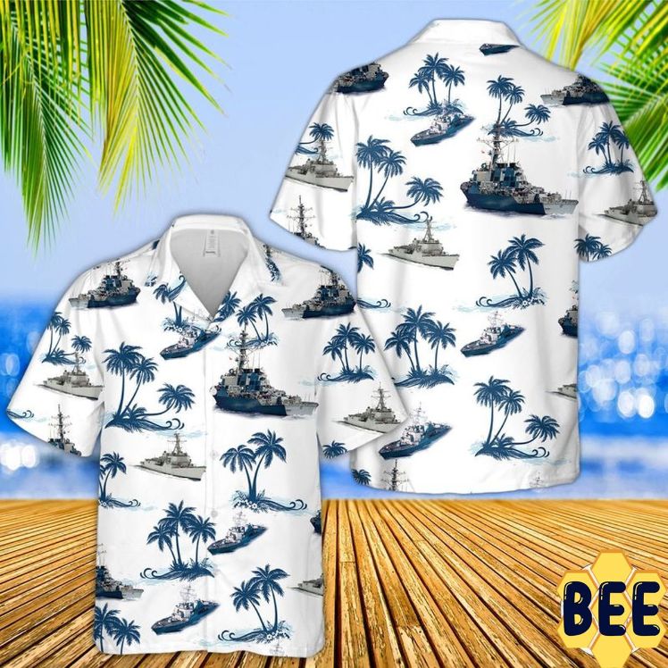 Uss Arleigh Burke-Class Destroyer Ship Trending Hawaiian Shirt