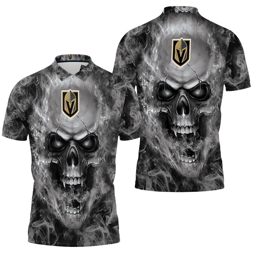 Vegas Golden Knights Nhl Fans Skull 3D All Over Print Polo Shirt