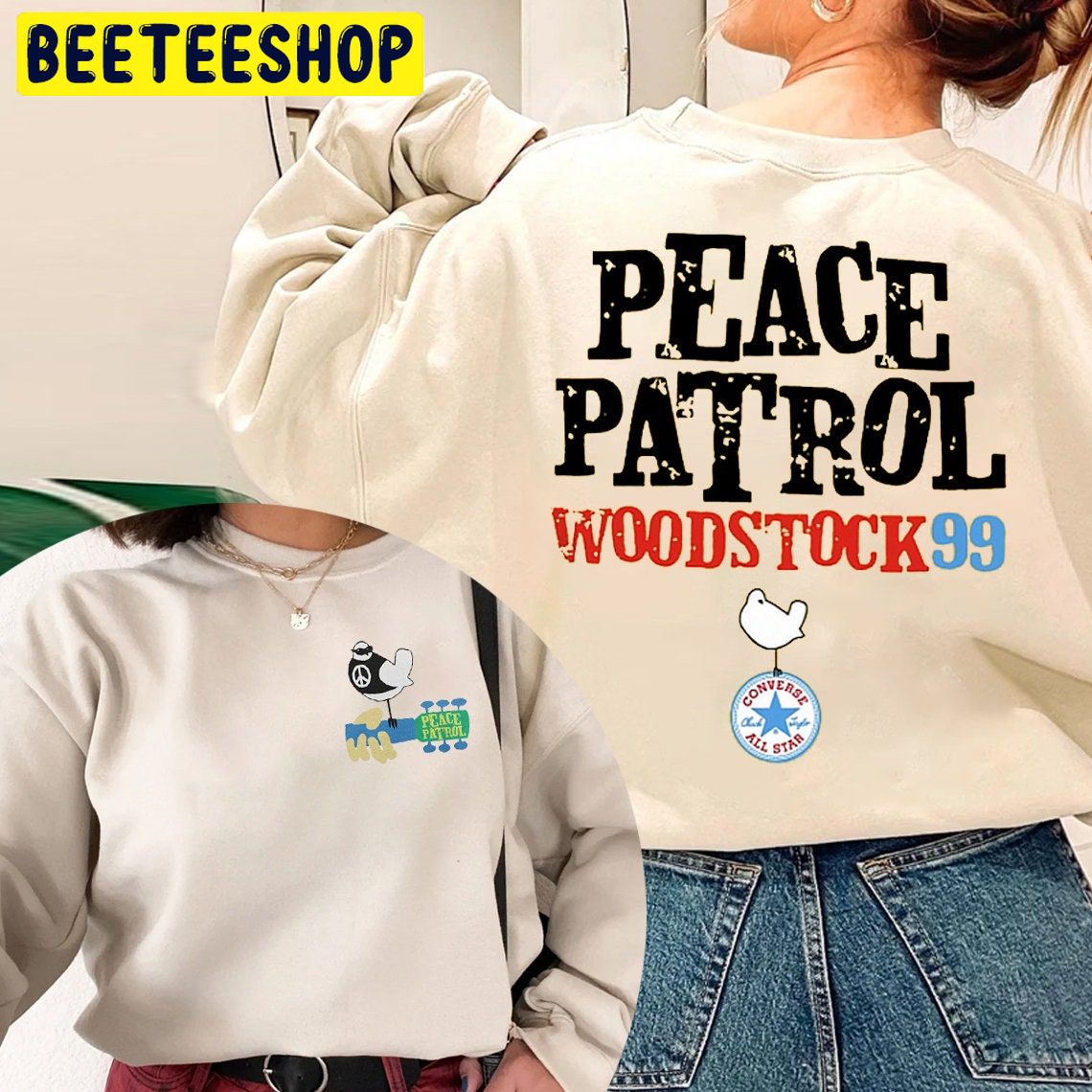 Vintage 1999 Woodstock Peace Patrol 30th Anniversary Double Side Unisex Shirt