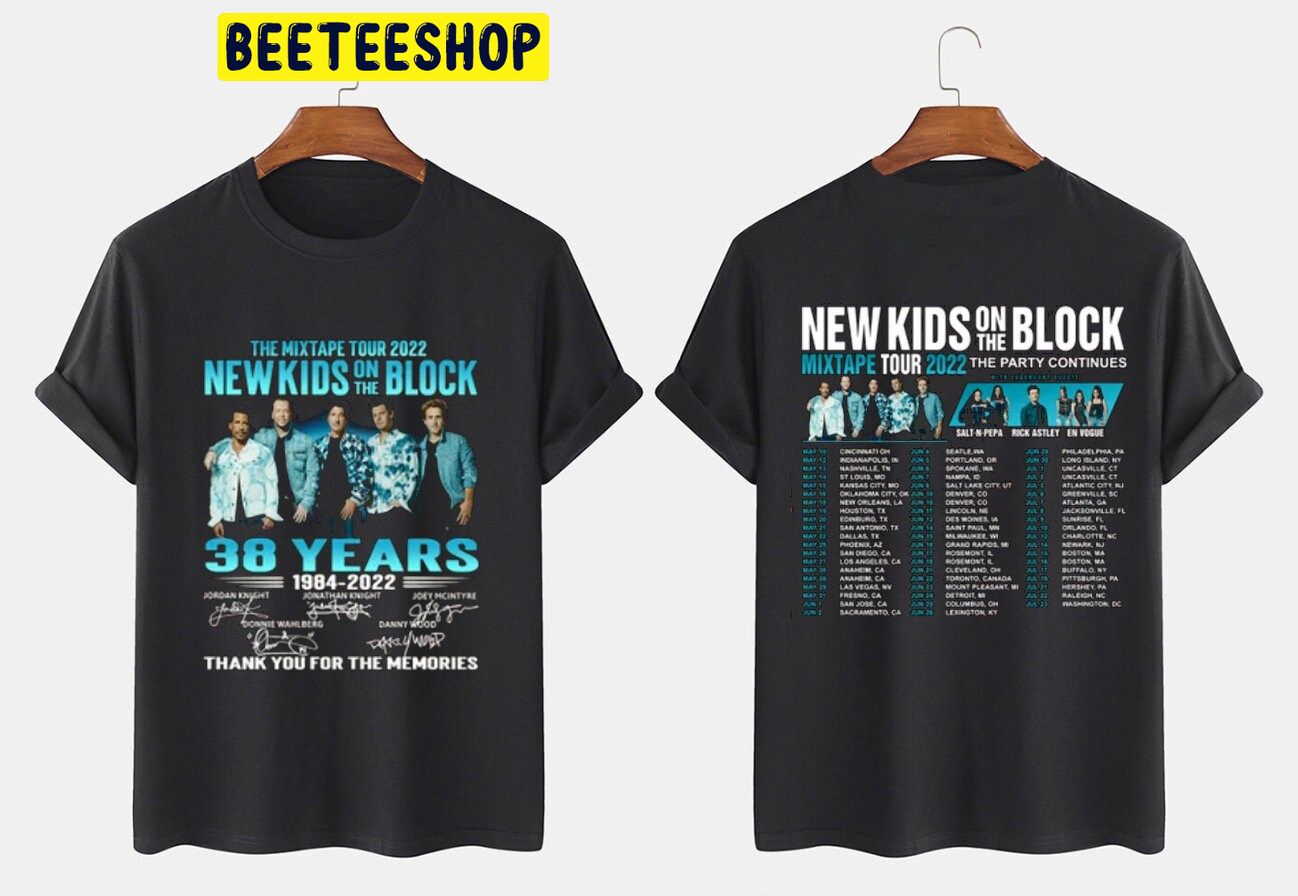 Vintage Blue Art New Kids On The Block Mixtape Tour 2022 Double Sided Unsiex T-Shirt