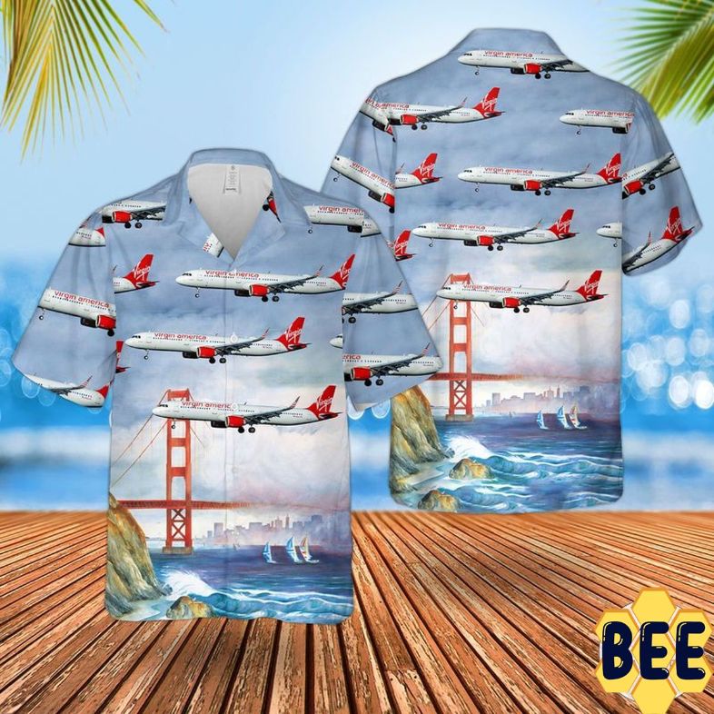 Virgin America Airbus A321-253n Trending Hawaiian Shirt