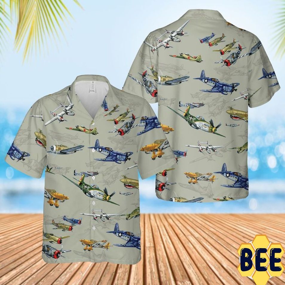 Warbird Fighter Planes Trending Hawaiian Shirt