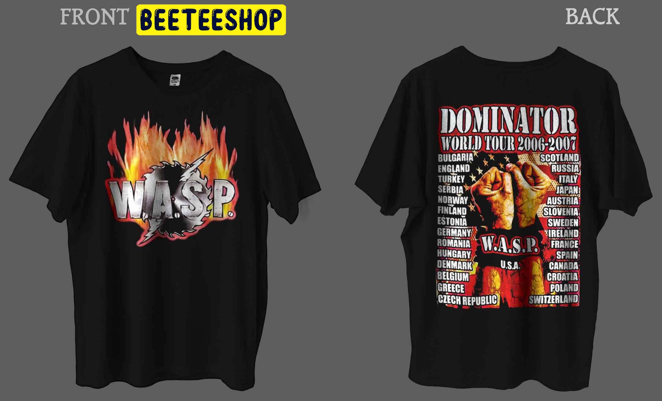 W.A.S.P Dominator World Tour 2006 2007 Viintage Art Double Side Unisex T-Shirt