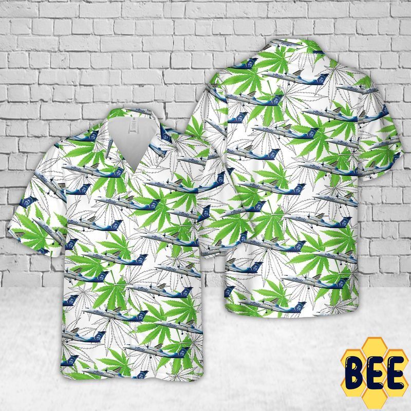 Weed Alaska Airlines Bombardier Q400 Trending Hawaiian Shirt