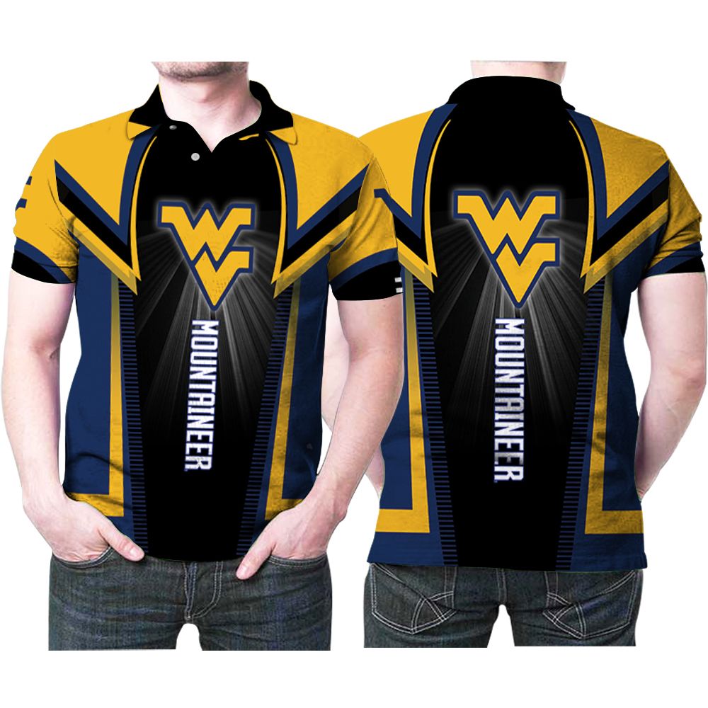 West Virginia Mountaineers Ncaa Bright Logo 3D All Over Print Polo Shirt