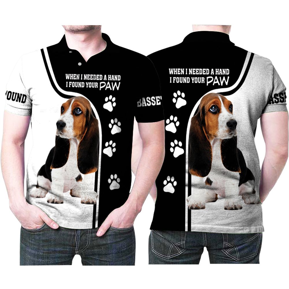 When I Needed A Hand I Found Your Paw Australian Shepherd 3D All Over Print Polo Shirt