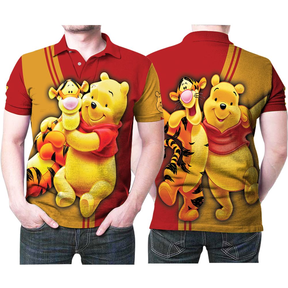 Winnie The Pooh Bear Tiger Fictional Character 3D All Over Print Polo Shirt