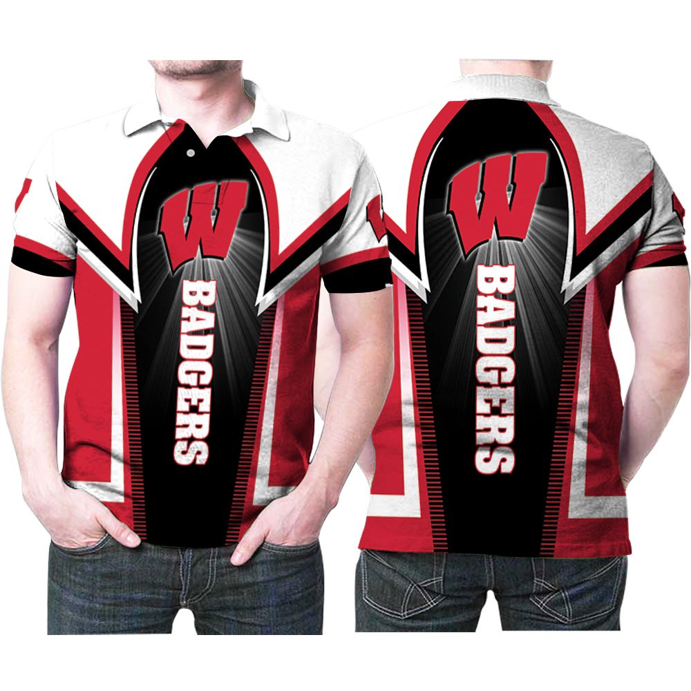 Wisconsin Badgers Football Team Logo 3D All Over Print Polo Shirt ...