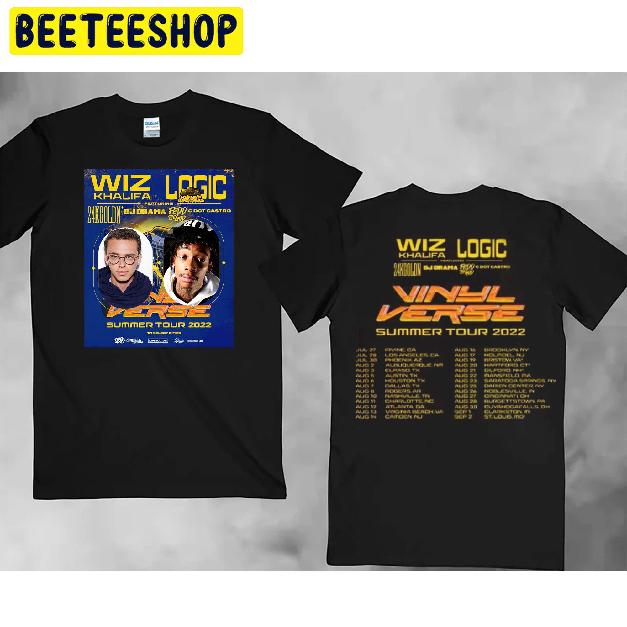 Wiz Khalifa Logic Vinyl Verse Summer Tour 2022 Double Side Unisex T-Shirt