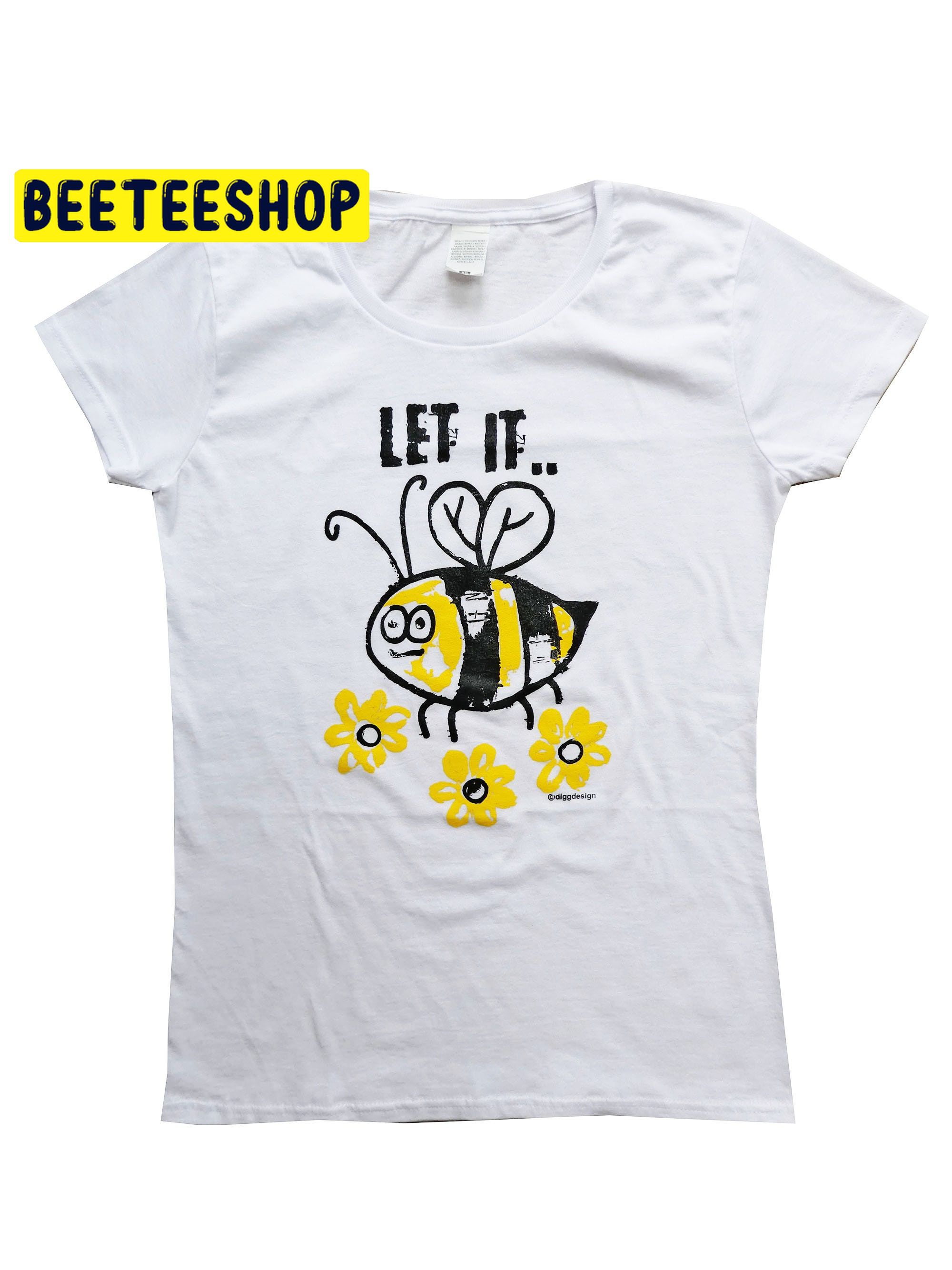 Womens Let It Bee! Fitted White Tshirt Halloween Unisex T-Shirt