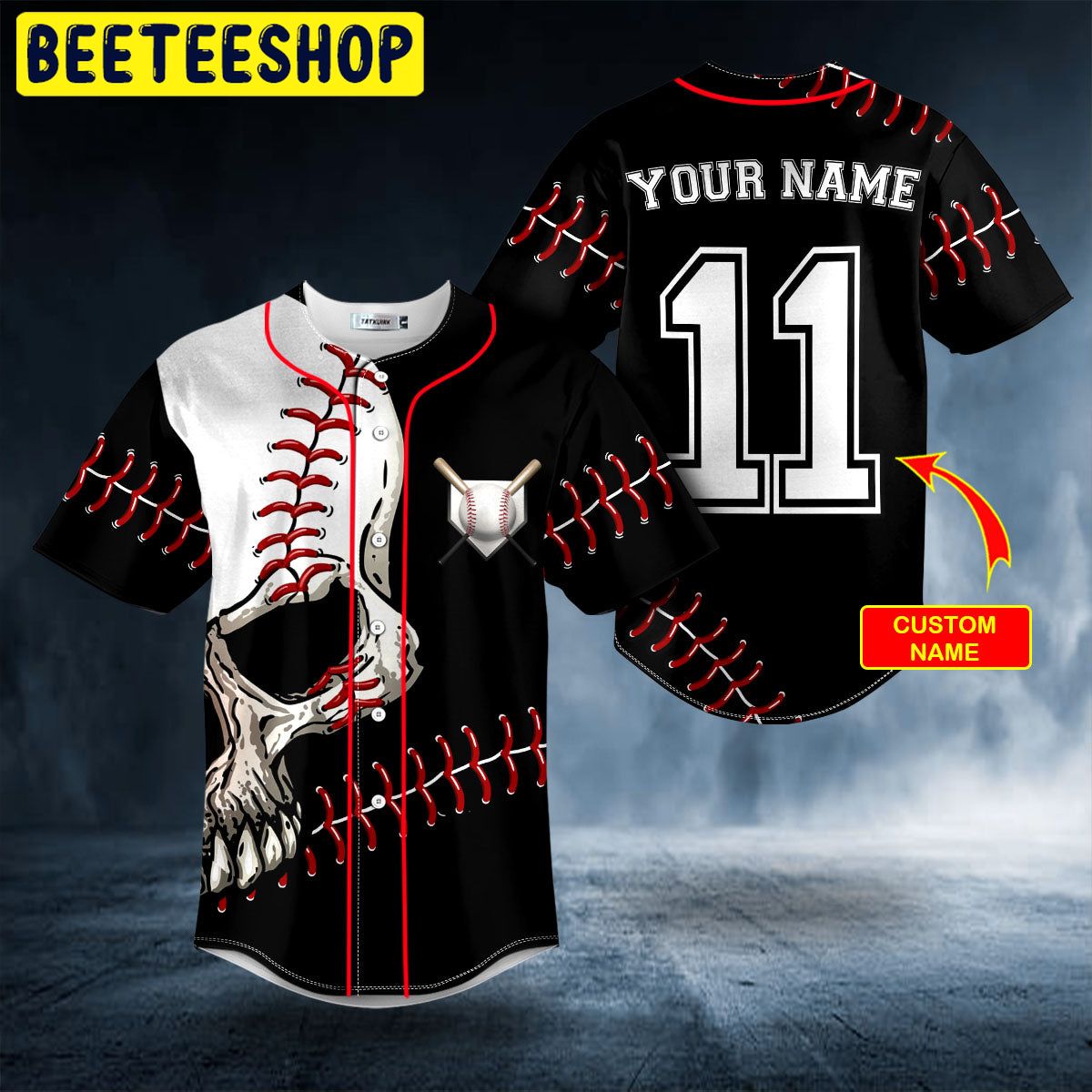 11 Walk-Off Ball N Skull Custom Trending Baseball Jersey