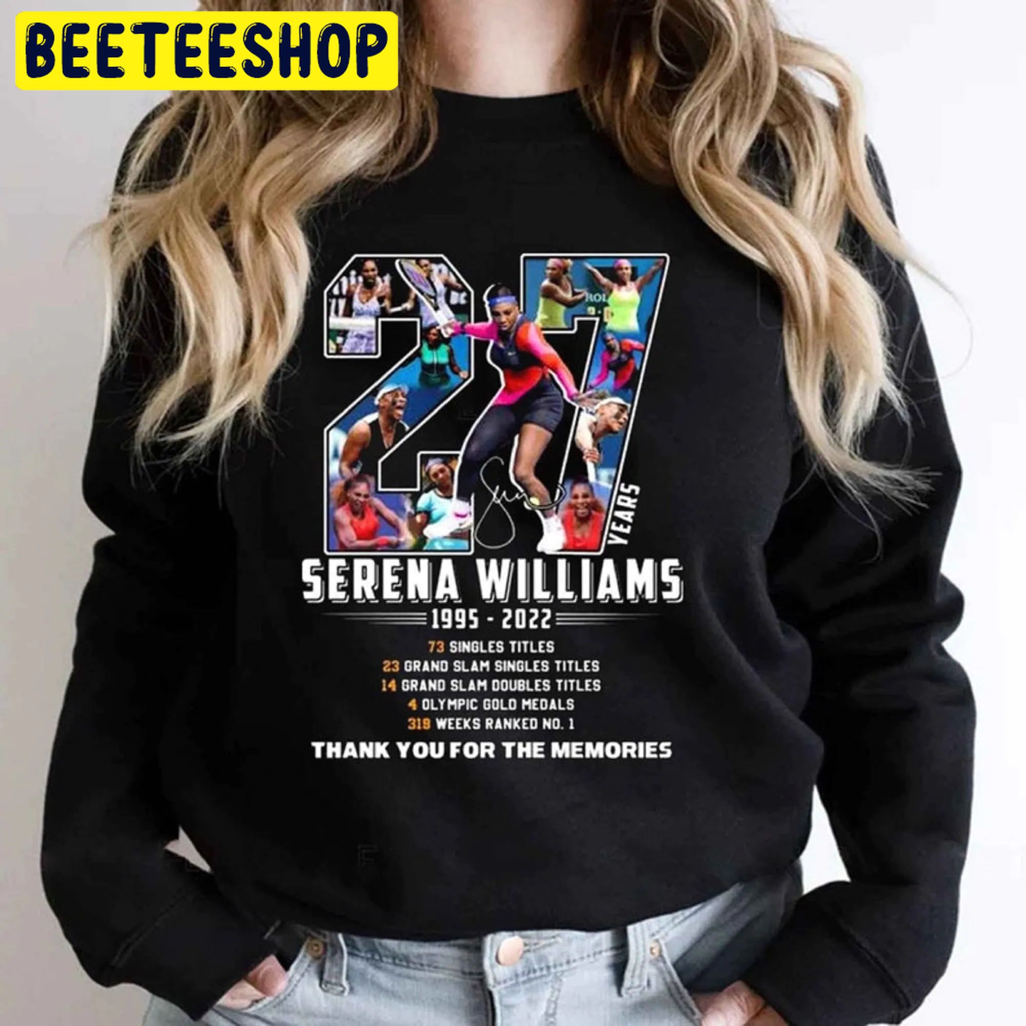 27 1995 2022 Thank You For The Memories Serena Williams Tennis Trending Unsiex Shirt