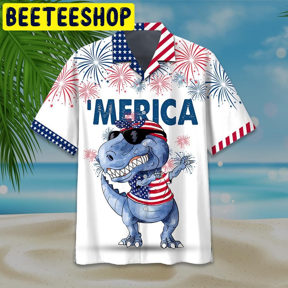 4th Of July Dabbing T-rex Independence Day Hawaiian Shirt