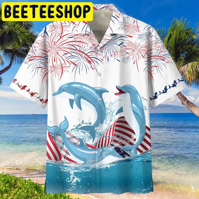 4th Of July Dolphin Independence Hawaiian Shirt