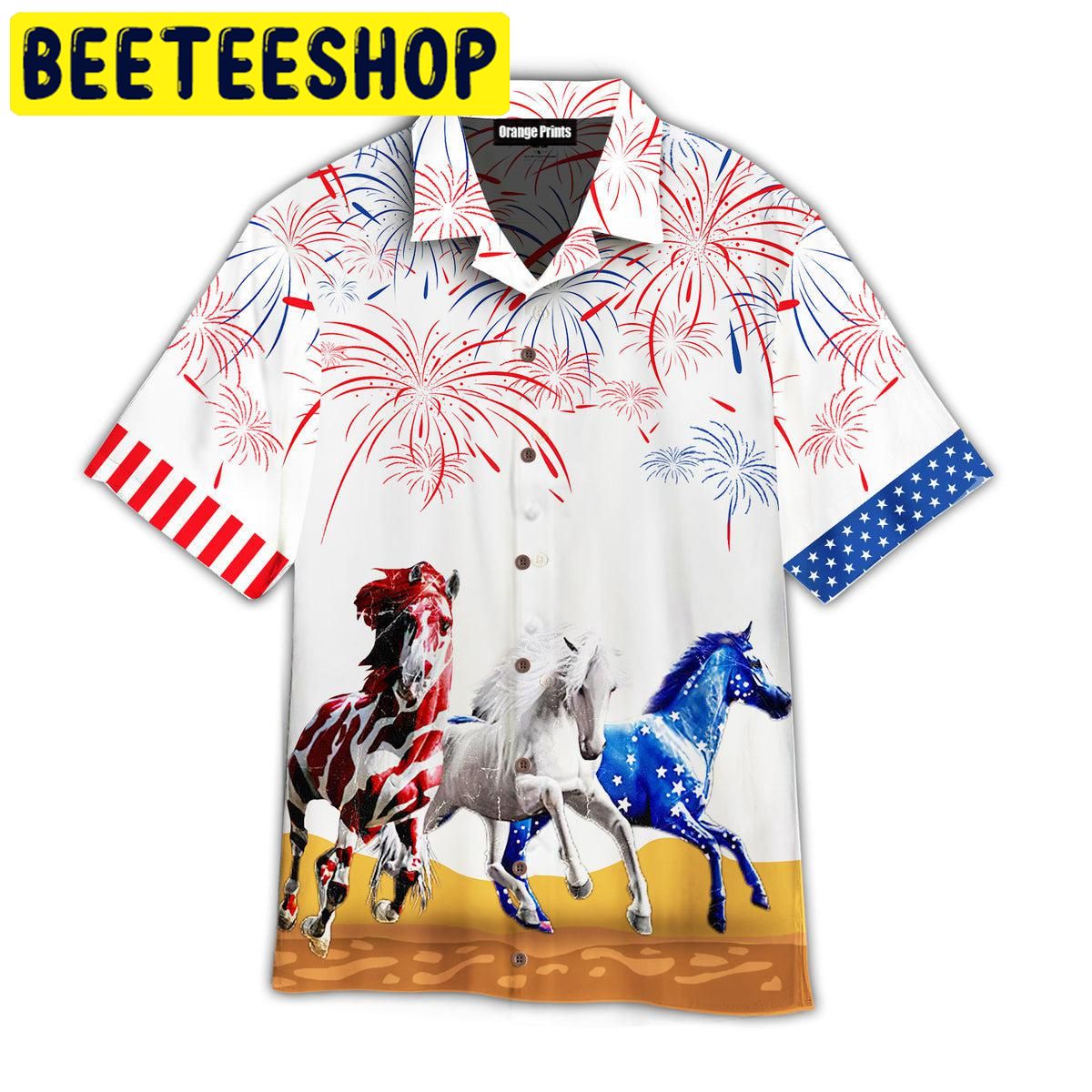 4th Of July Horses Independence Hawaiian Shirt