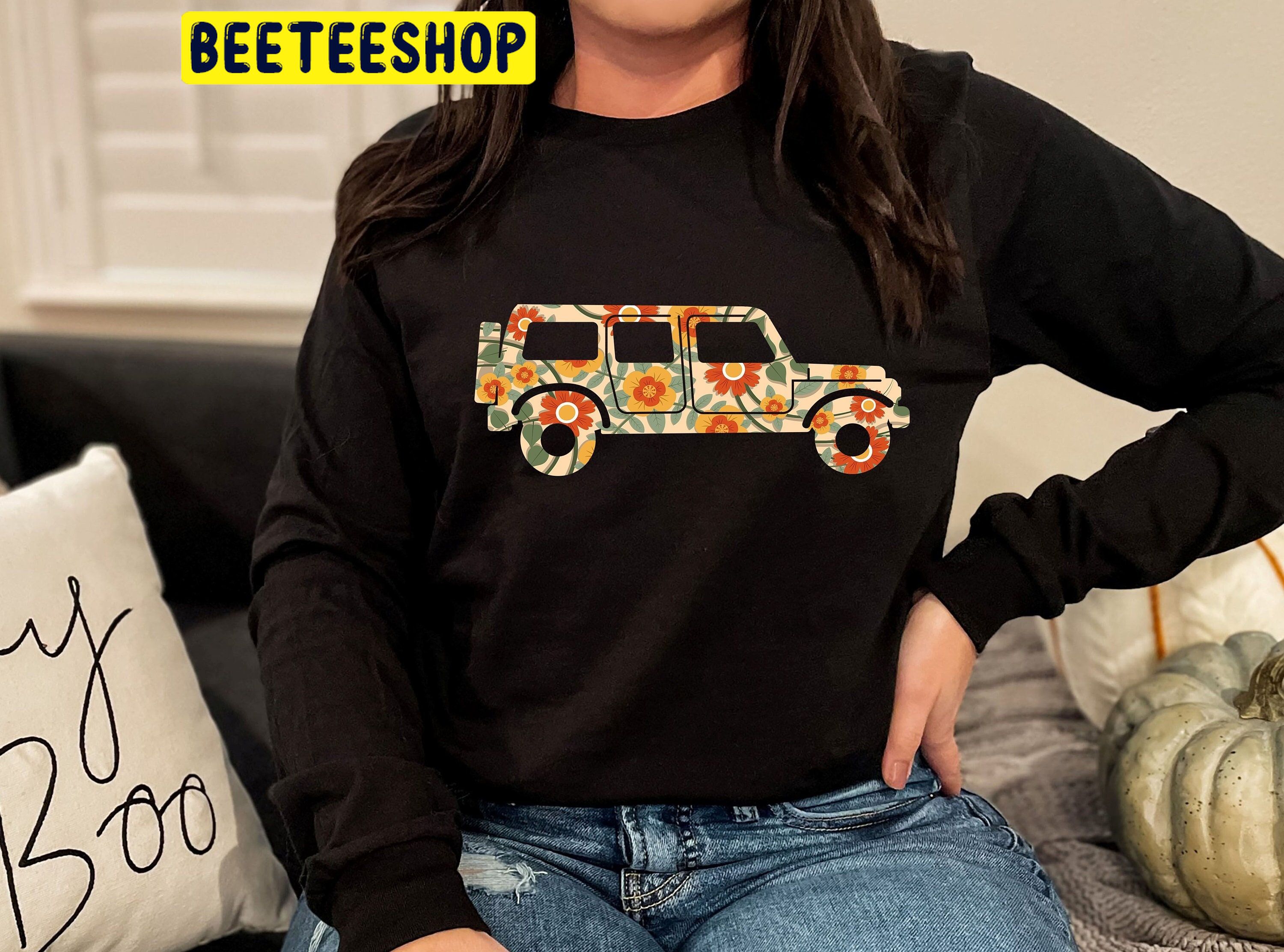 70’s Floral Door Truck Lovers Trending Unisex Shirt