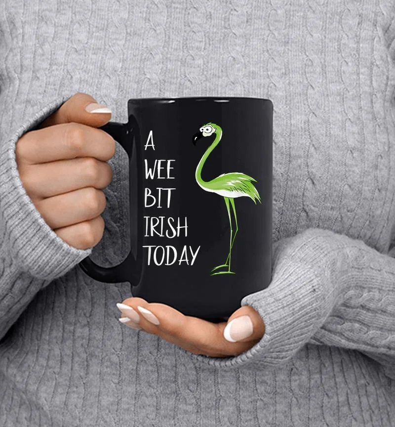 A Wee Bit Irish Today Green Flamingo St Pattys Day Mug